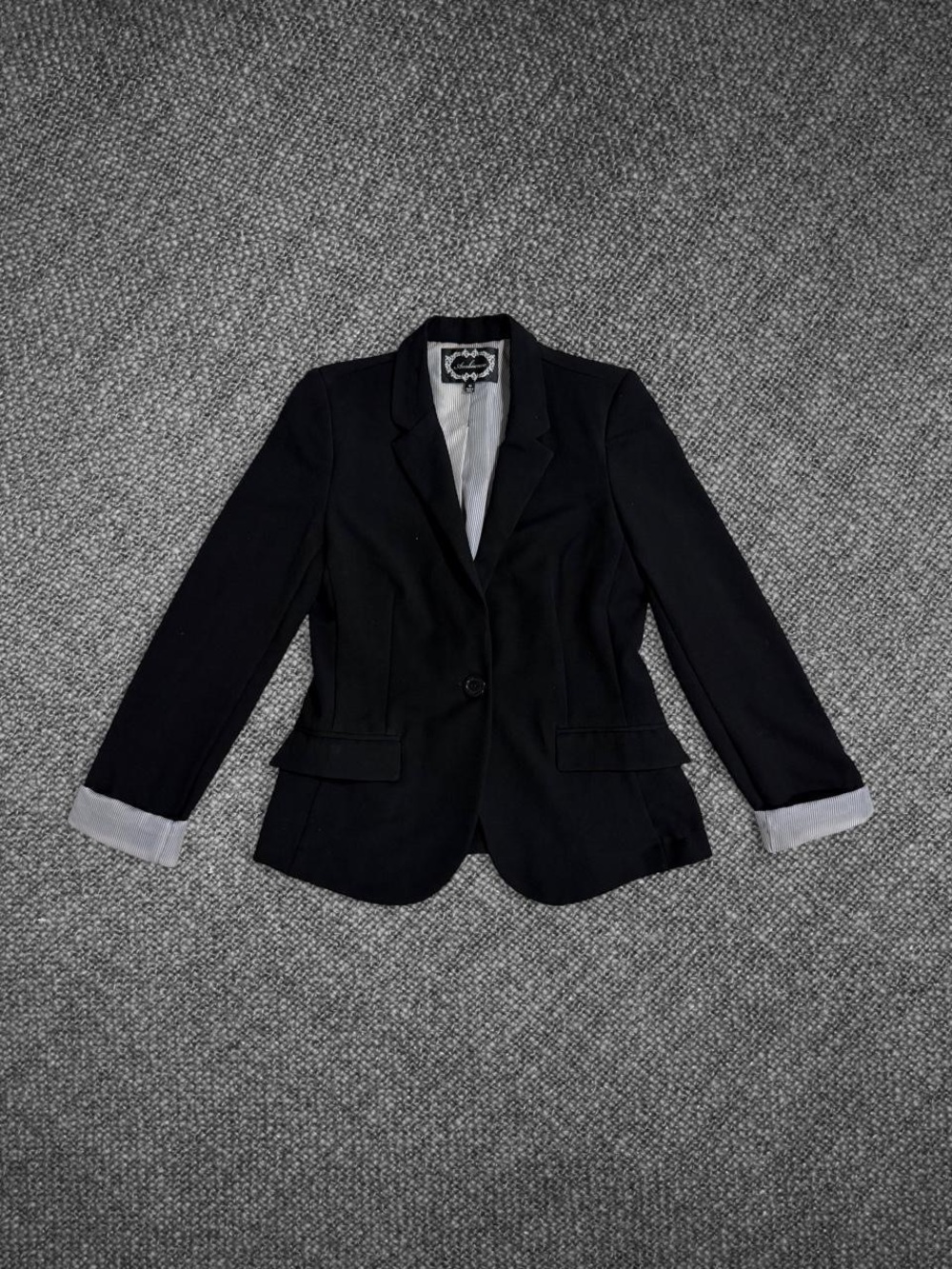 Black Tailored One Button Career Blazer Medium